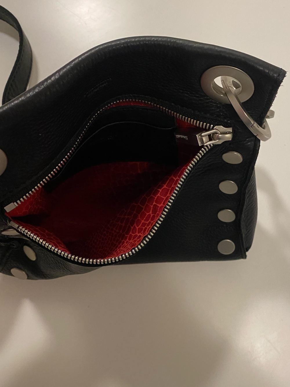 Hammitt Black Pebbled Leather Crossbody with Silver Ring Hardware - Picture 6 of 13